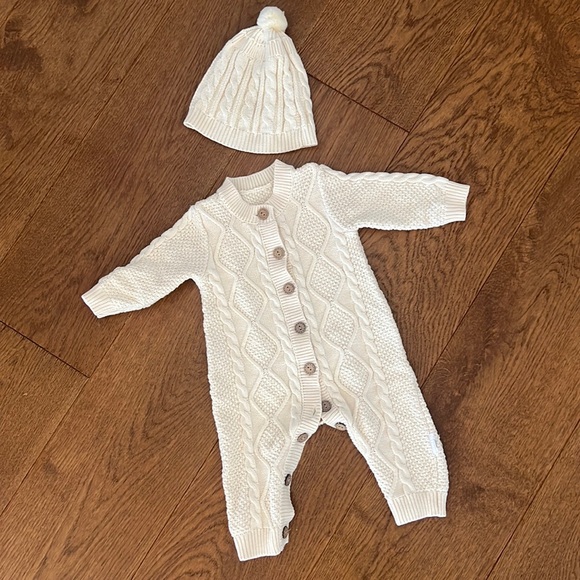 Baby Newborn Boy Knitted Sweater Romper - Picture 1 of 6